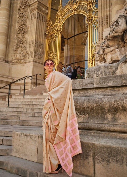 Beige Khwaab Handloom Khadi Silk Saree
