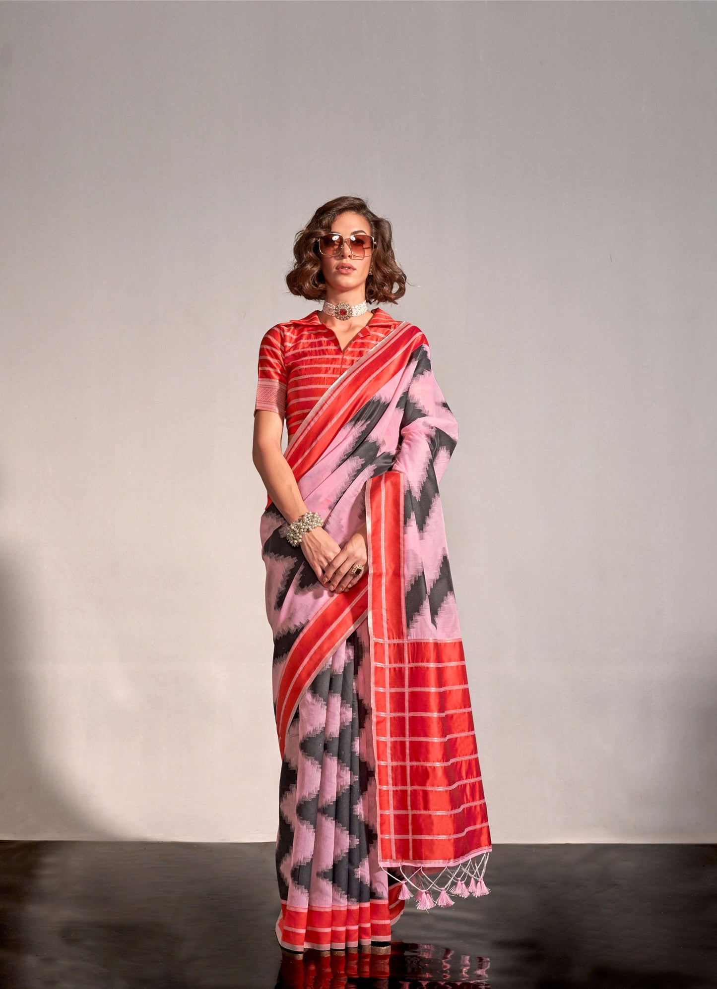 Light Pink Khimsaar Spun Handloom Saree