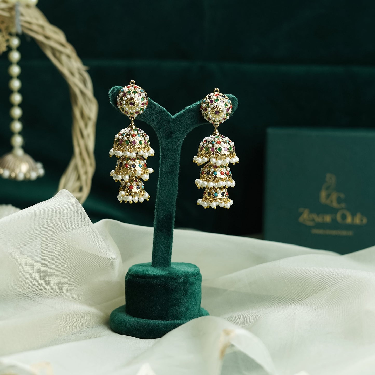 Navratan Polki Jhumkis