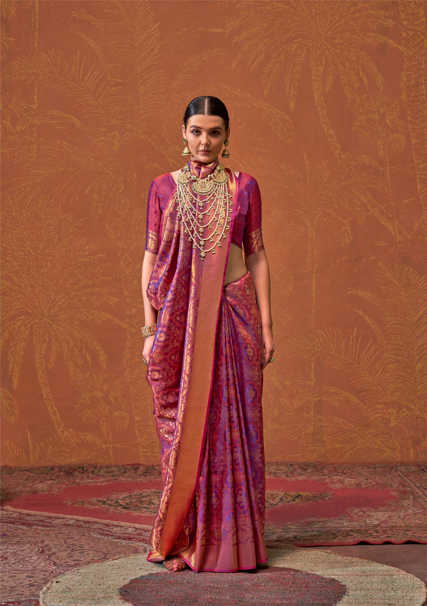 Plum Kaala Ruby Handloom Silk Saree