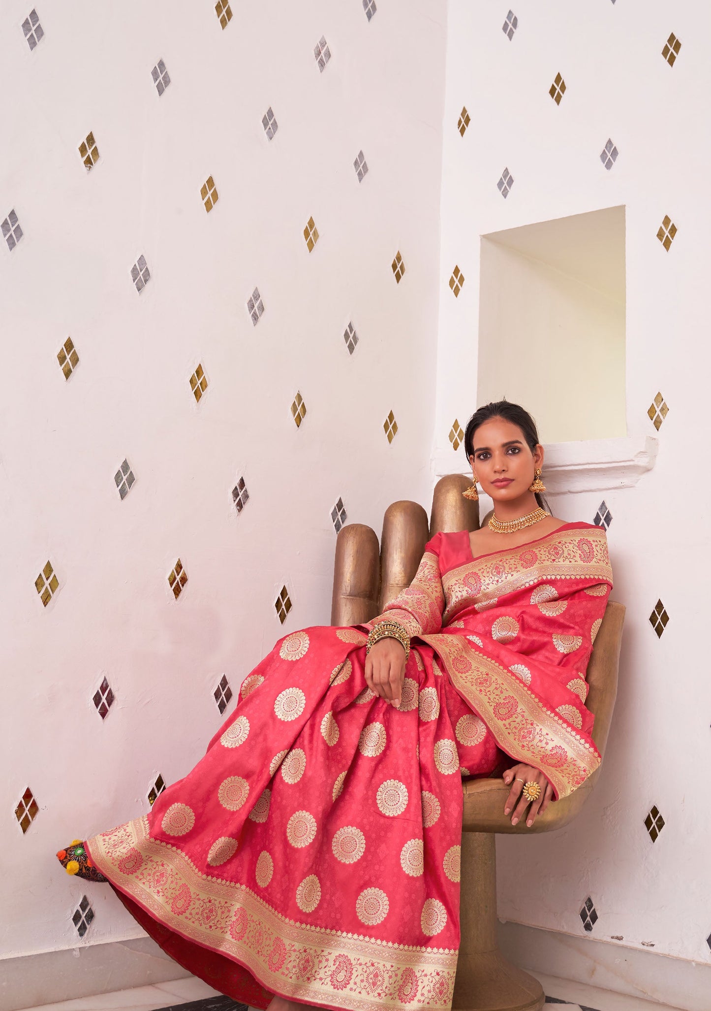 Coral Karnavati Pure Satin Silk Saree