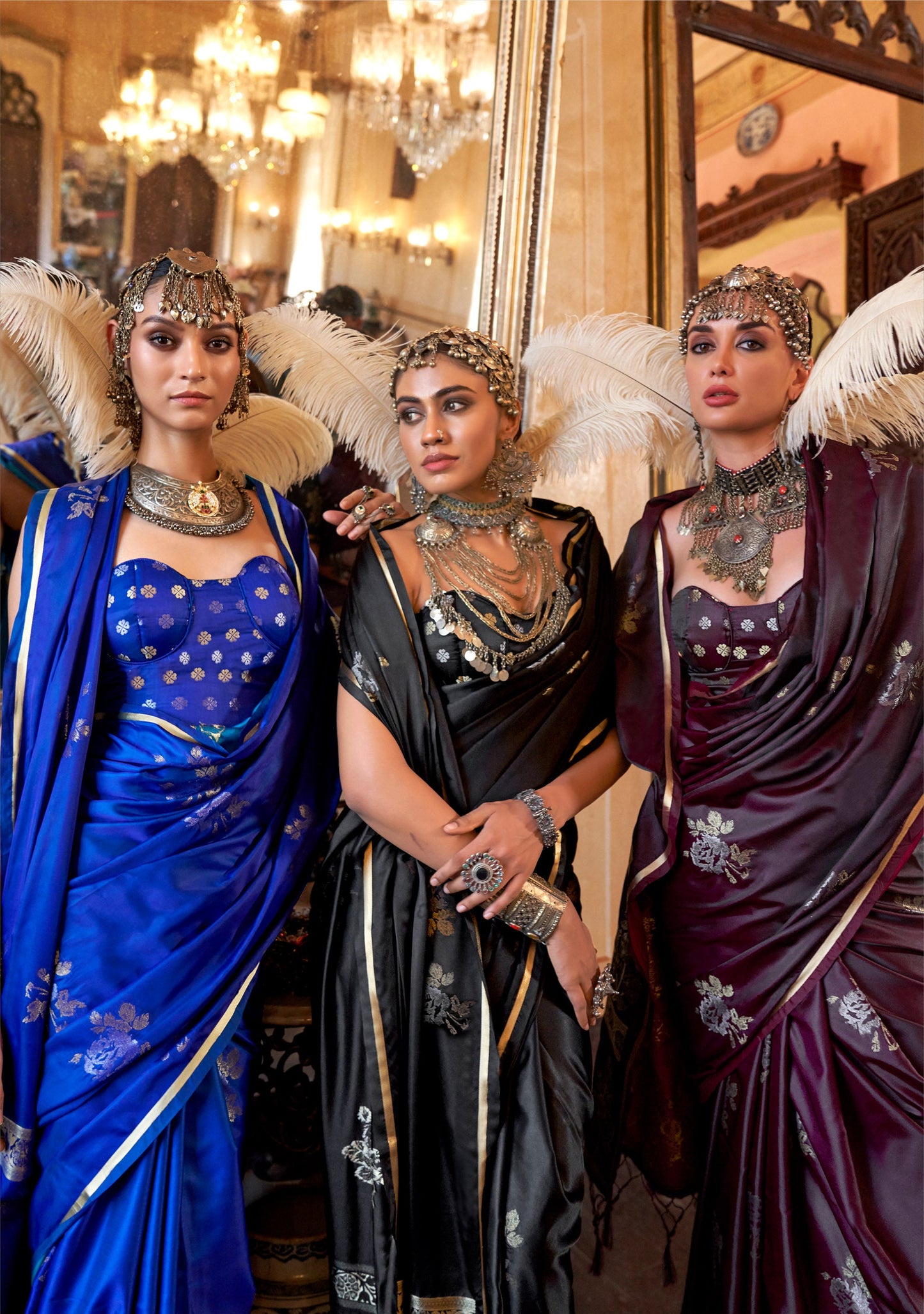 Black Kanthkala Satin Silk Handloom Saree