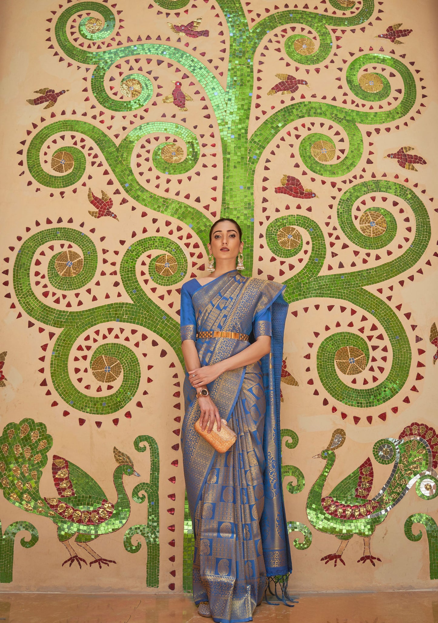 Blue Kinkhab Silk Handloom Saree