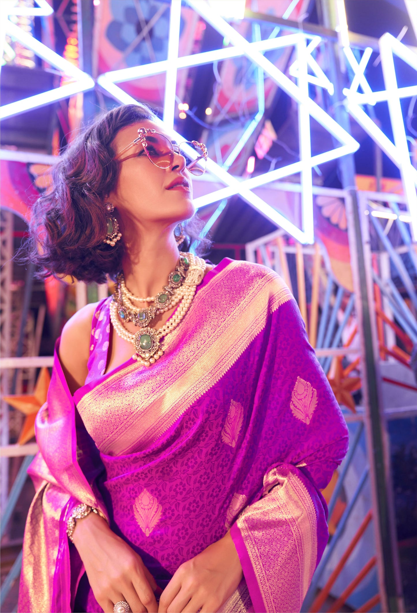 Rose Pink Karnival Handloom Silk Saree