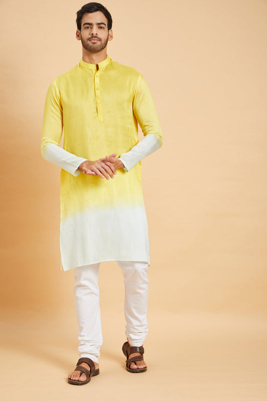 Yellow Raw Silk Festive ( only Kurta )