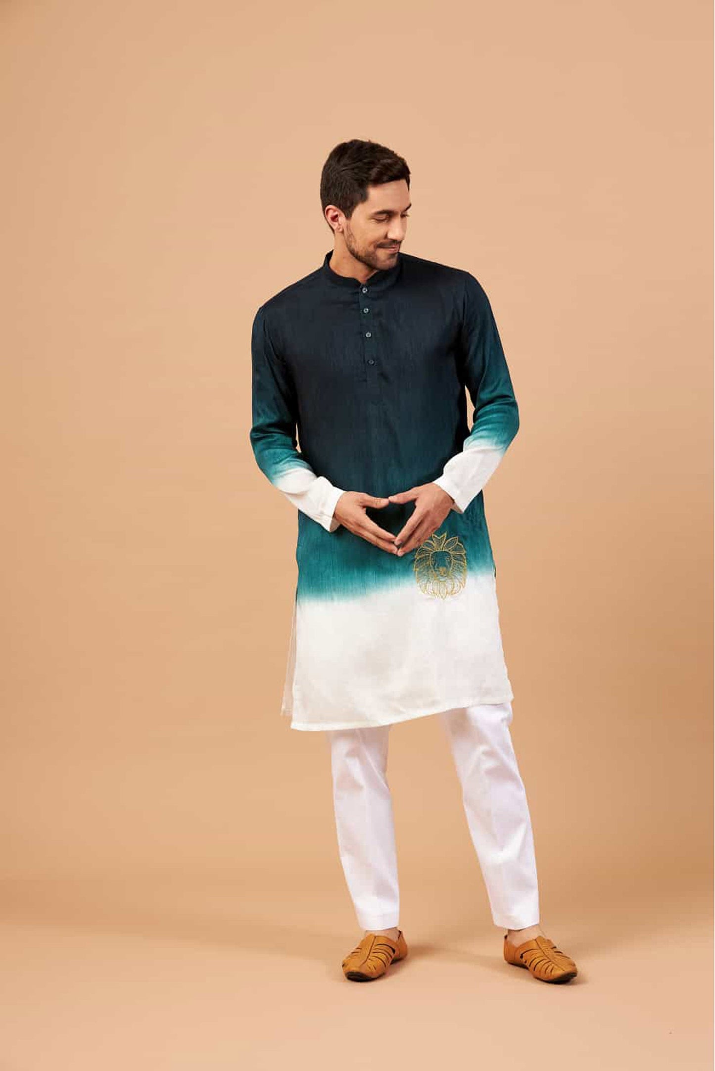 Dark Green Raw Silk Thread Embroidered Festive ( only Kurta )