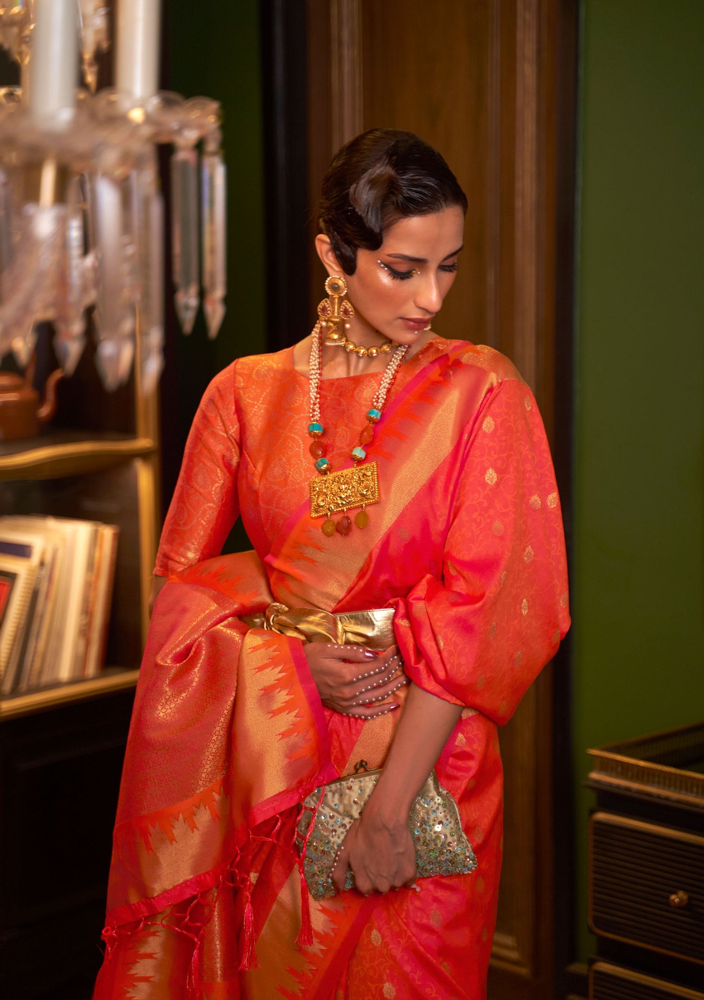 Orange Karissa Silk Handloom Saree