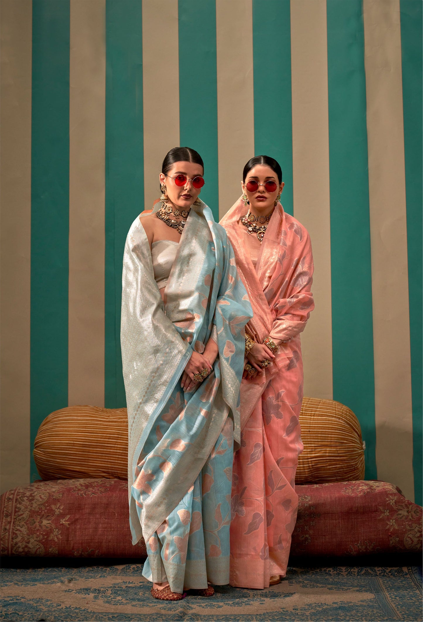 Pink Kapri Linen Handloom Silk Saree