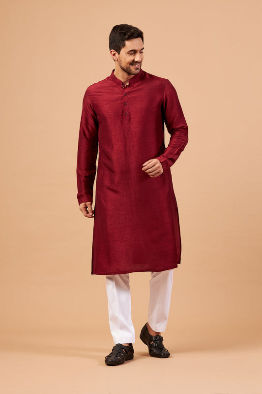 Maroon Raw Silk Festive ( only Kurta )