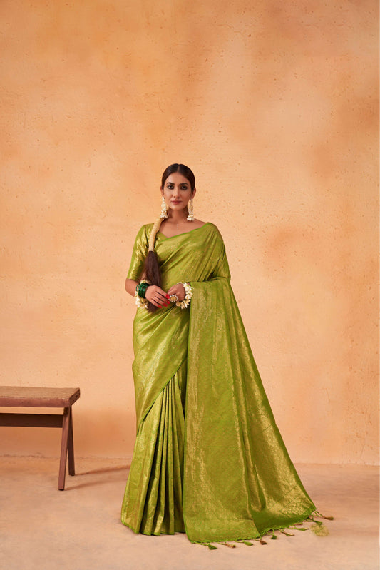 Mehendi Green Gold Zari Kanjeevaram Silk Saree