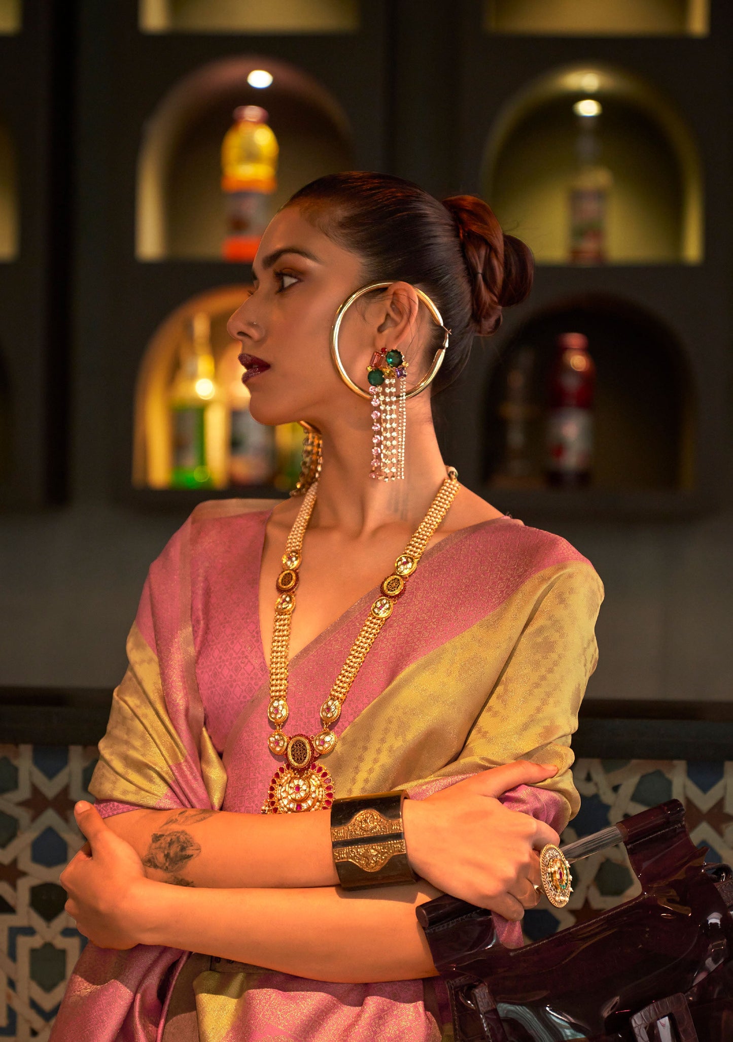 Yellow Kaizaa Silk Zari Base Chaap Handloom Saree