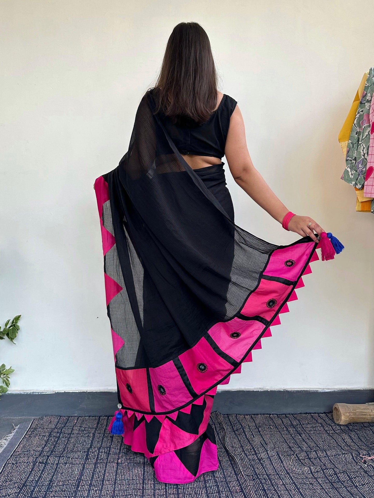 गुलाबो (Gulabo) Kota Cotton Black Saree