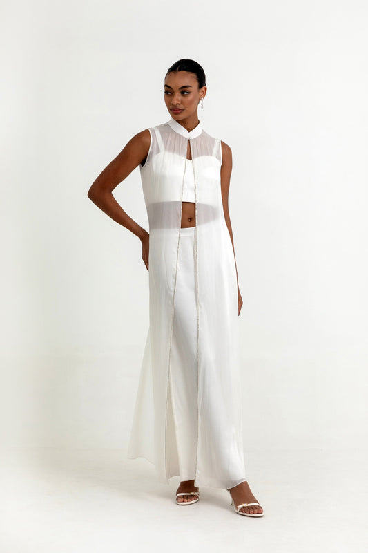 Sterling Luna White Co-ord Set with Cape