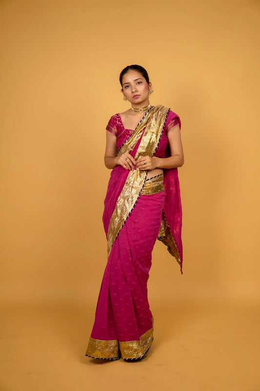 Pinki Fuschia Chanderi Silk Sitara Saree