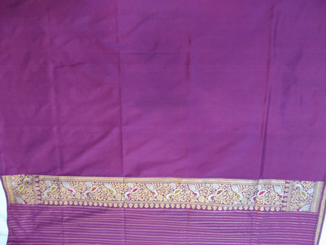 Purple Handwoven Kadwa Katan Pure Silk Saree