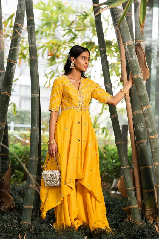 Yellow Rabya sharara set