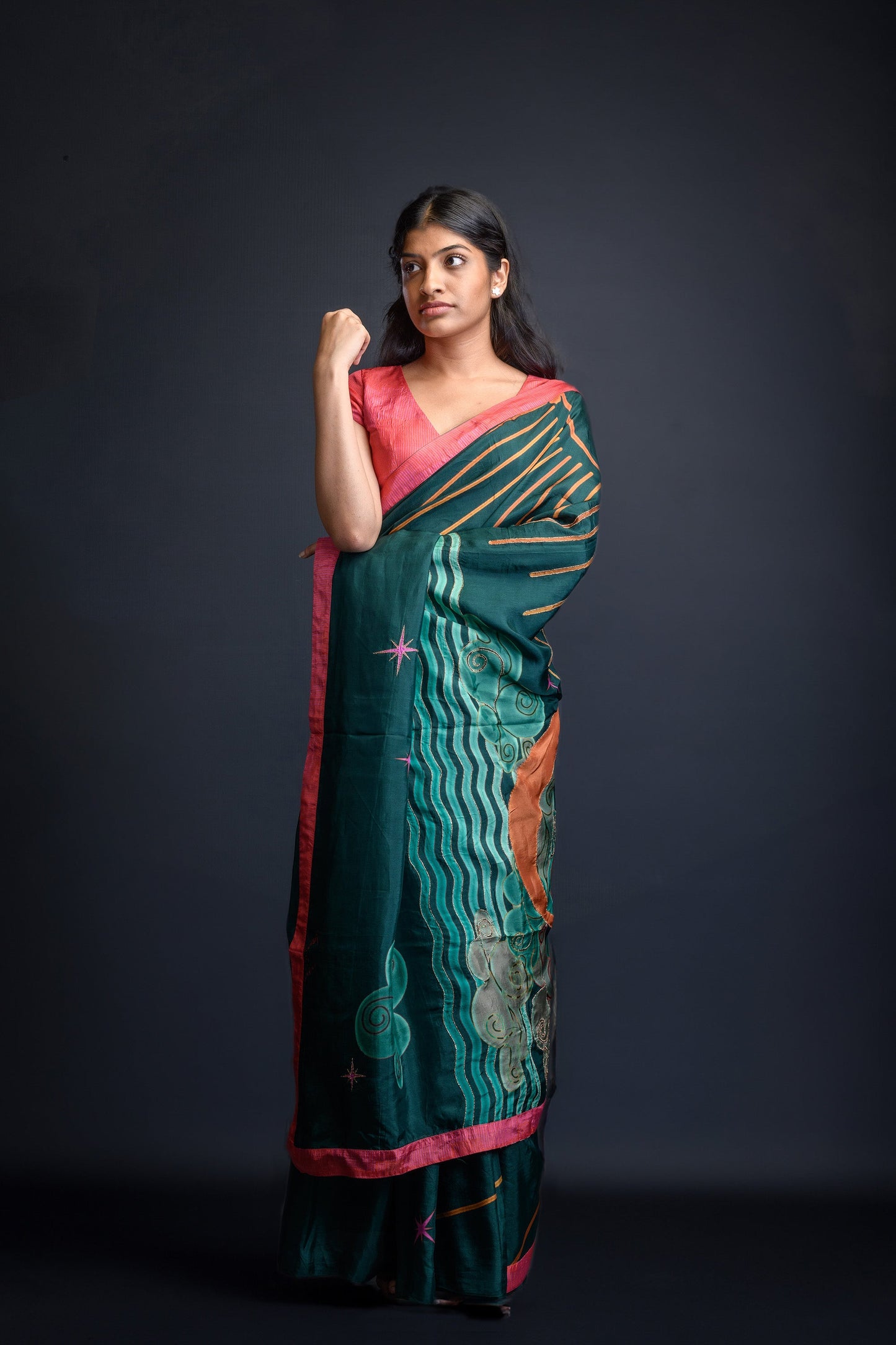 Green Zari Embroidered Uppada Silk Roshan Saree