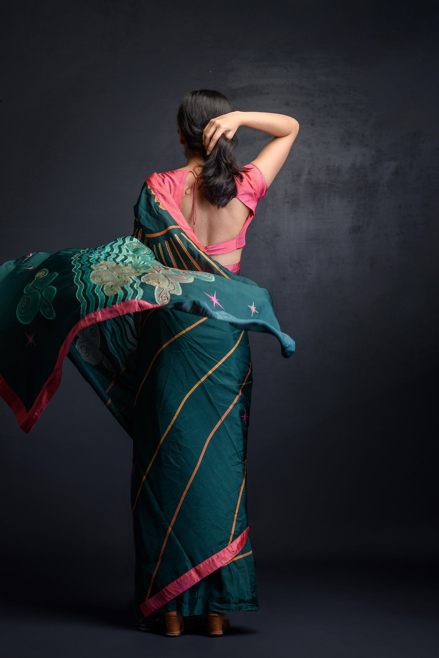 Green Zari Embroidered Uppada Silk Roshan Saree