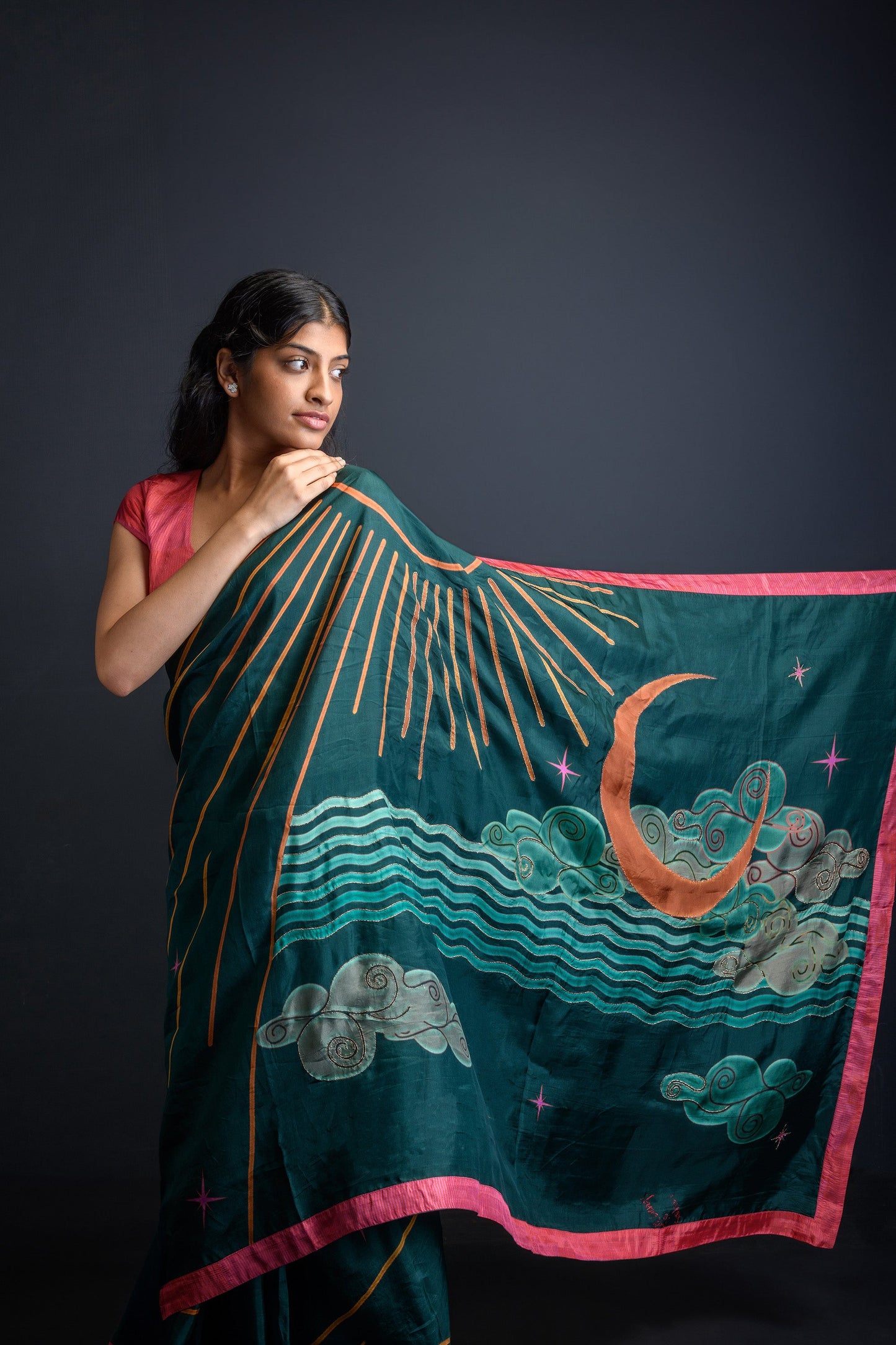 Green Zari Embroidered Uppada Silk Roshan Saree