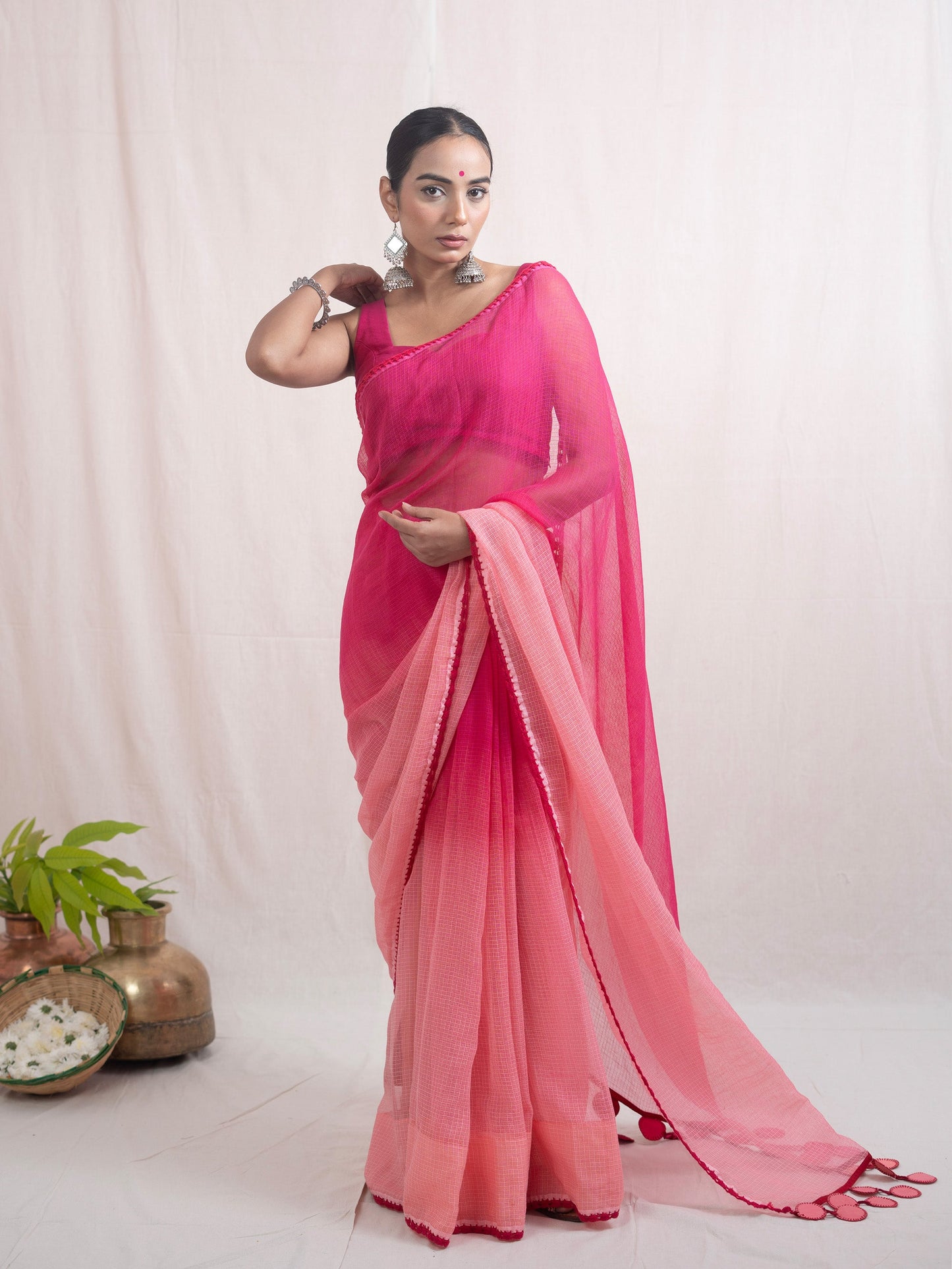 Pink Malika Kota Cotton Saree