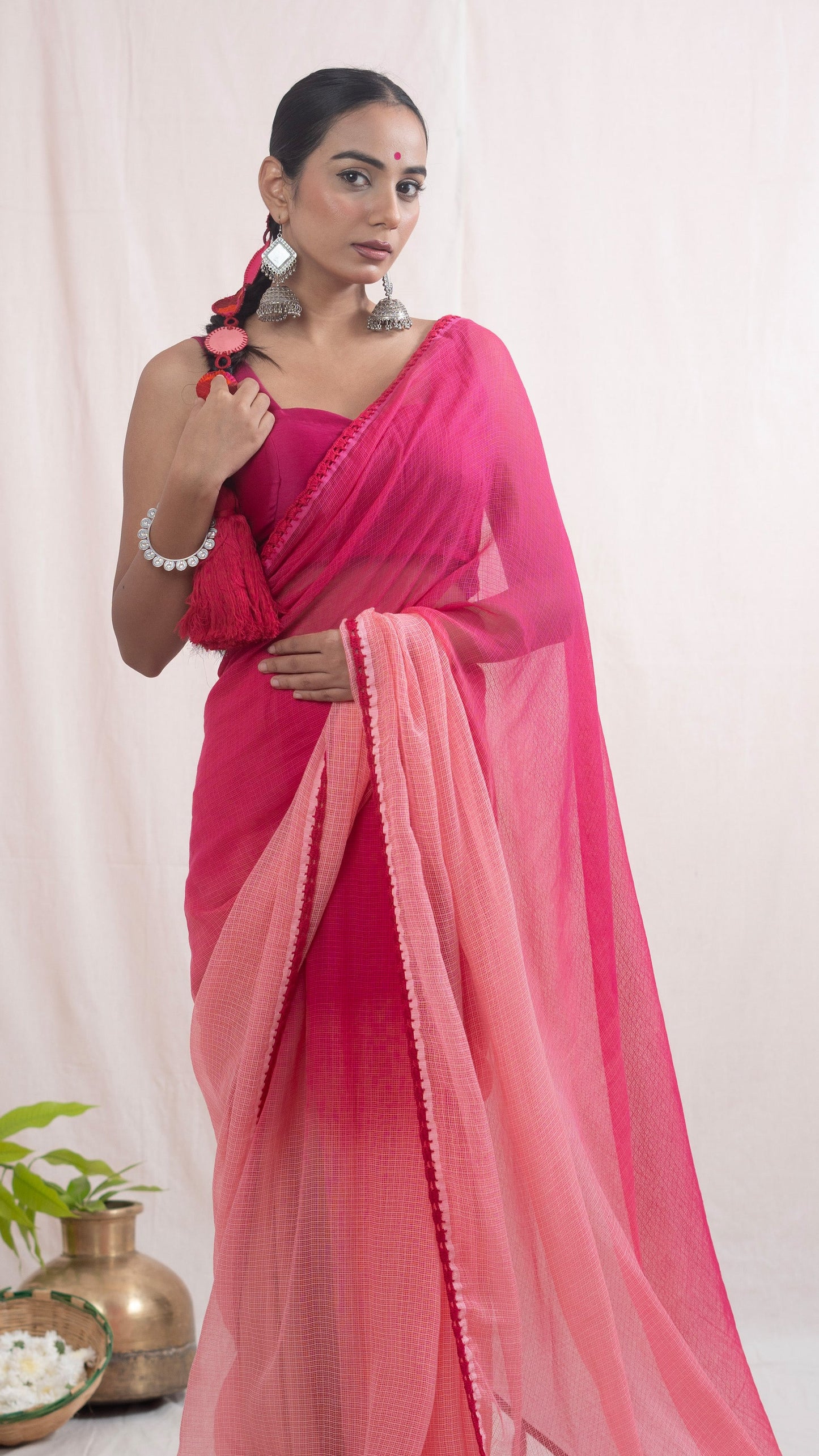 Pink Malika Kota Cotton Saree