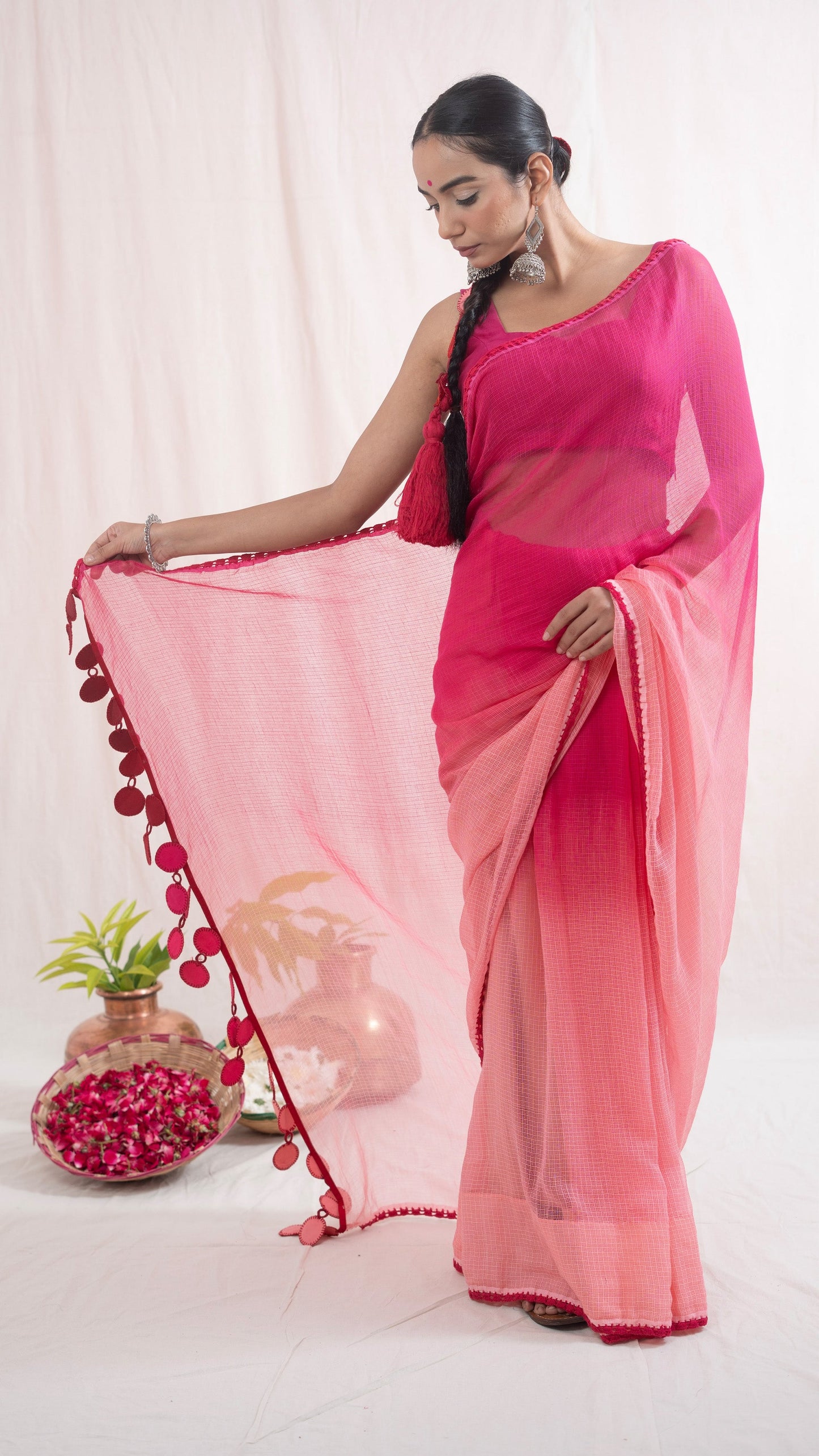Pink Malika Kota Cotton Saree