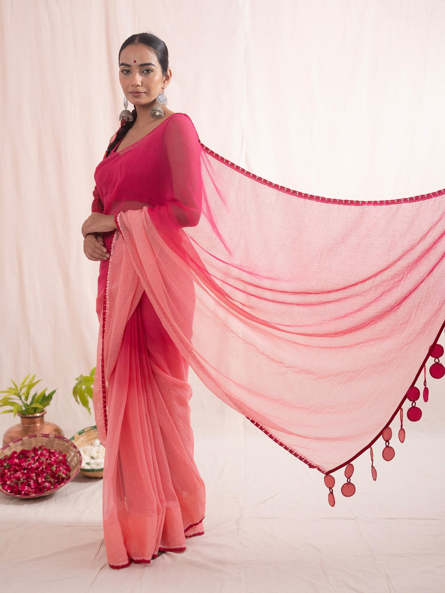 Pink Malika Kota Cotton Saree