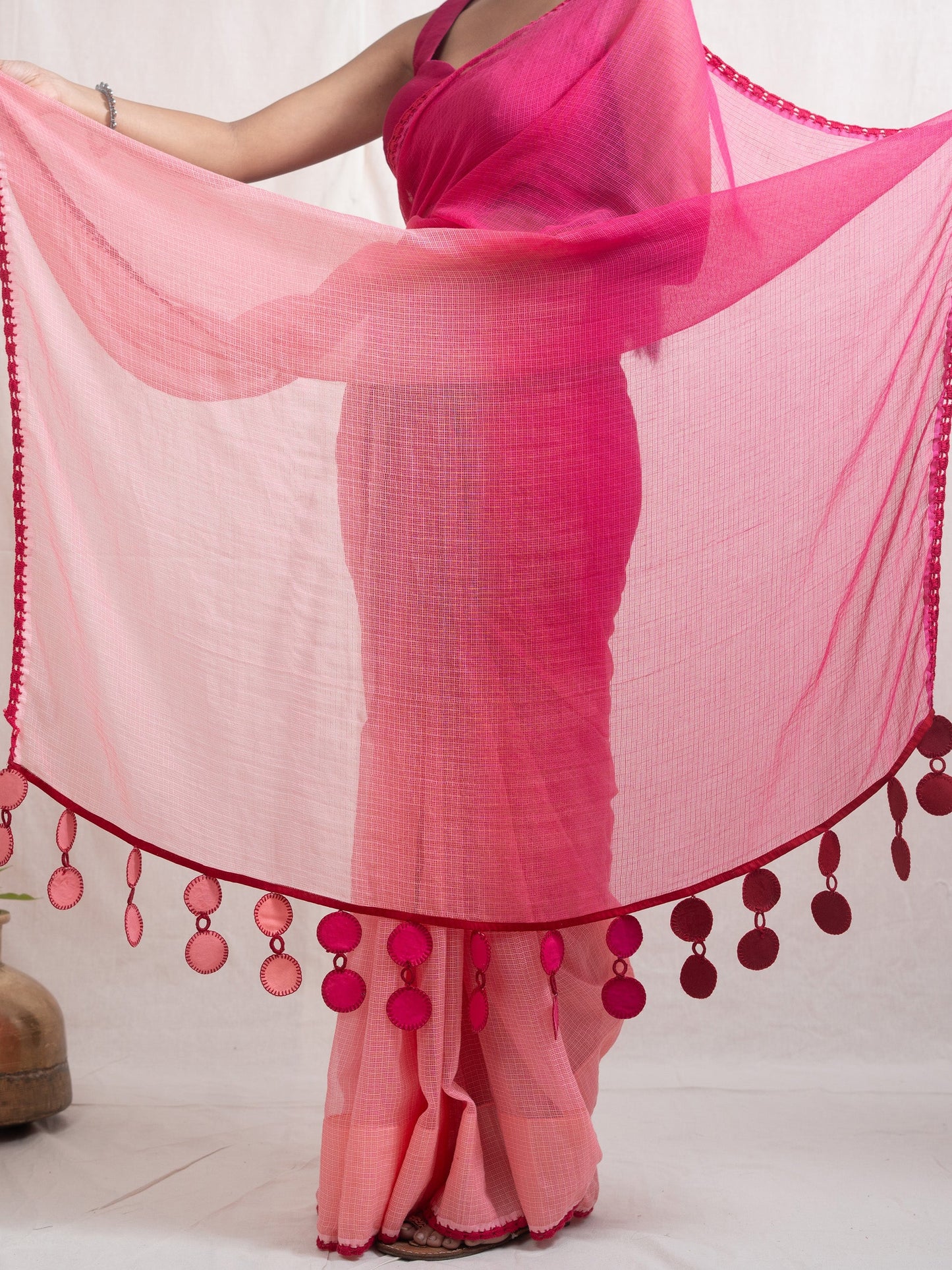 Pink Malika Kota Cotton Saree