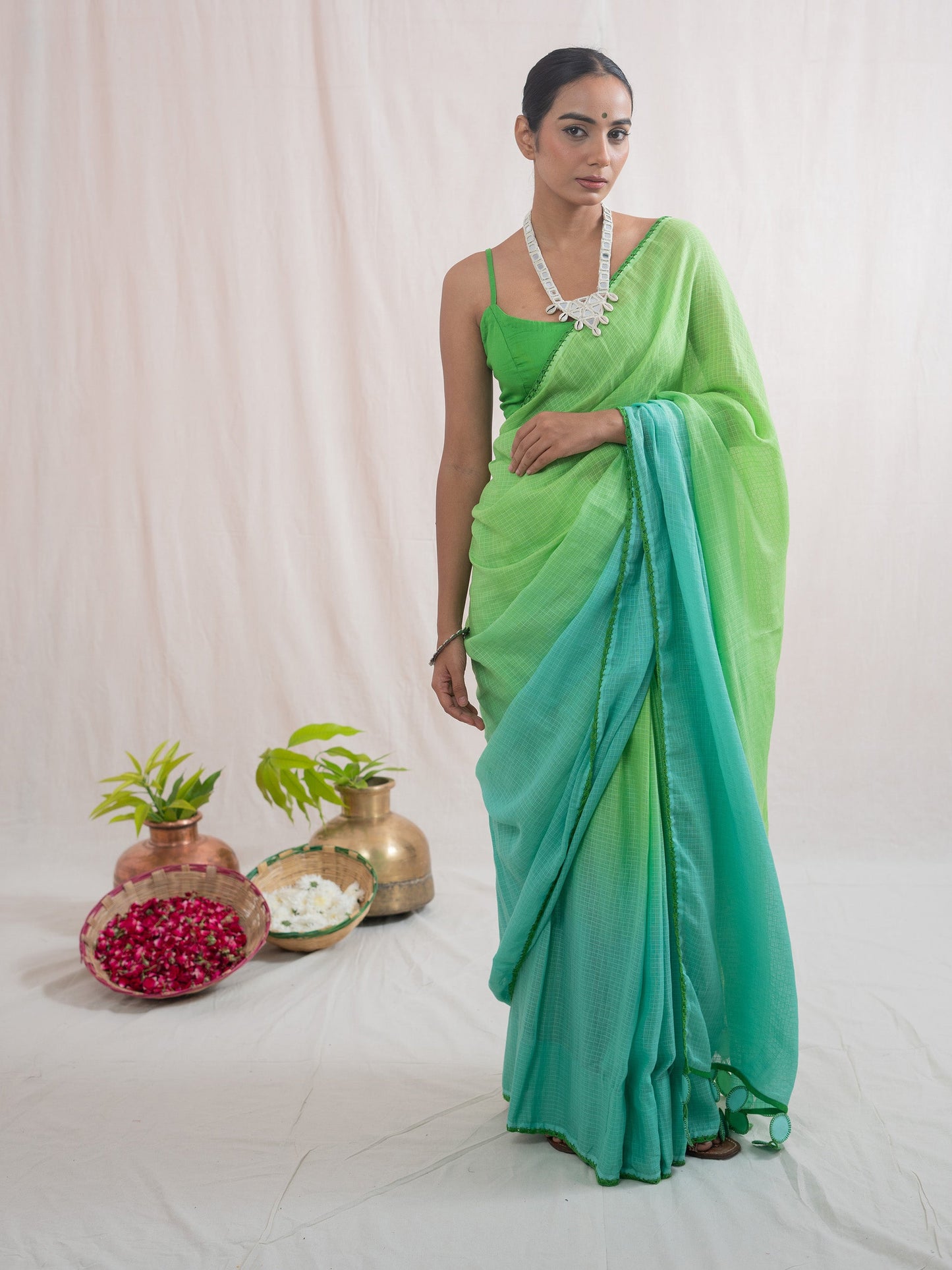 Green Malika Kota Cotton Saree