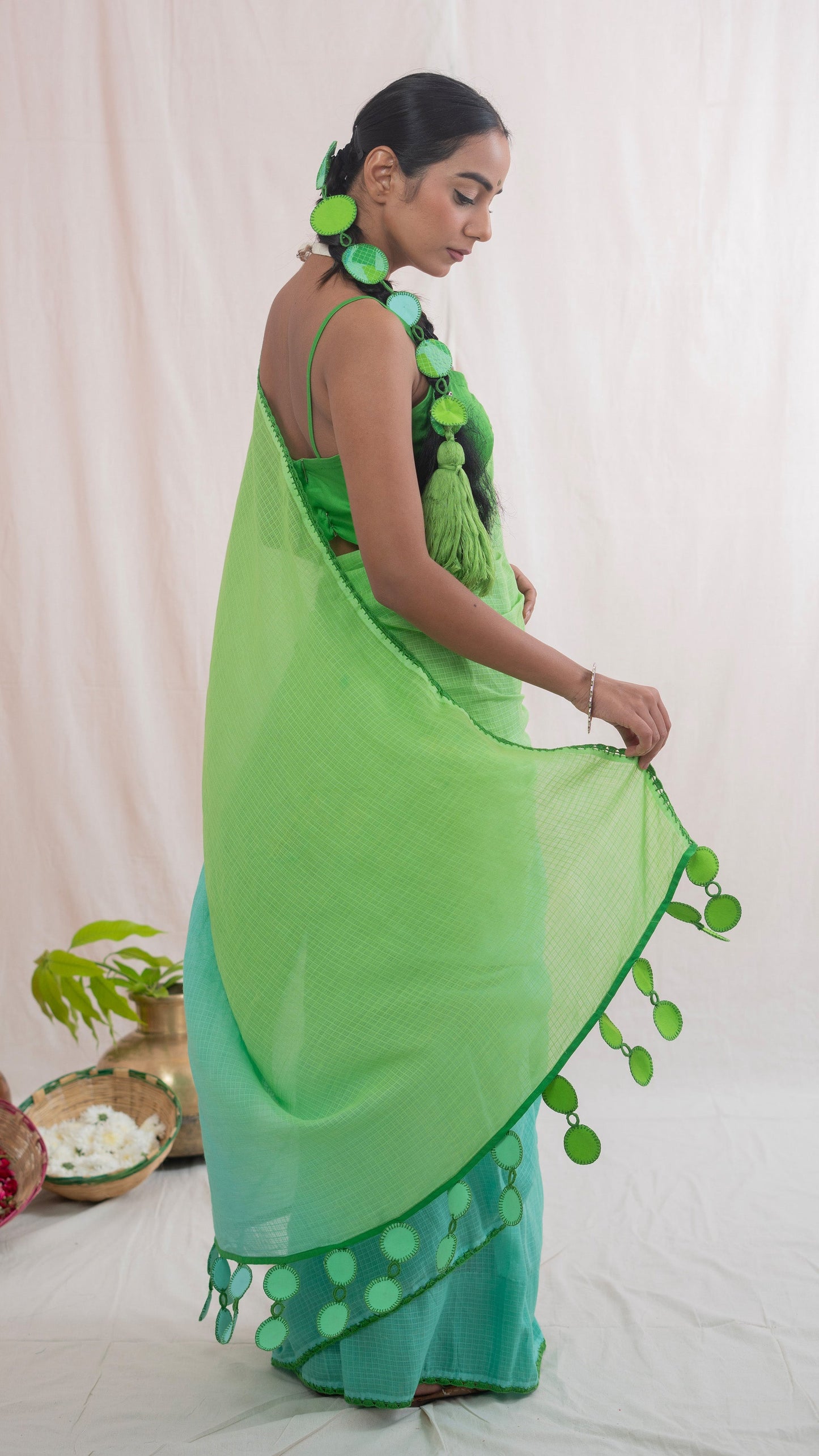 Green Malika Kota Cotton Saree