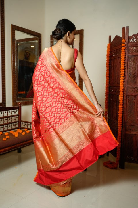 Red Katan Pure Silk Saree