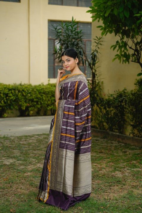 Chocolate Katan Pure Silk Saree