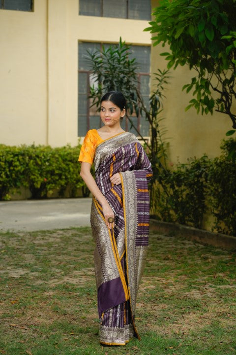 Chocolate Katan Pure Silk Saree