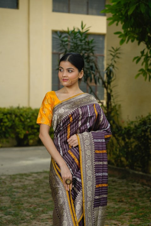 Chocolate Katan Pure Silk Saree