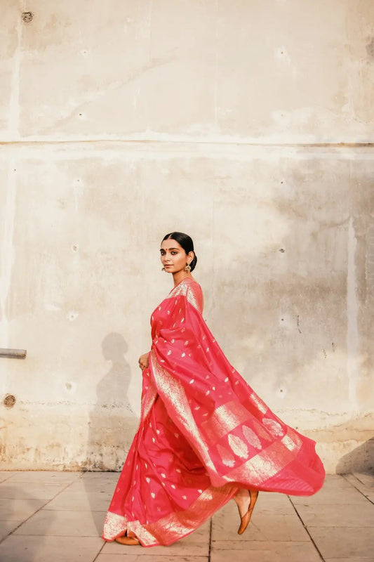 Handloom Red Pure Silk Banarasi Saree