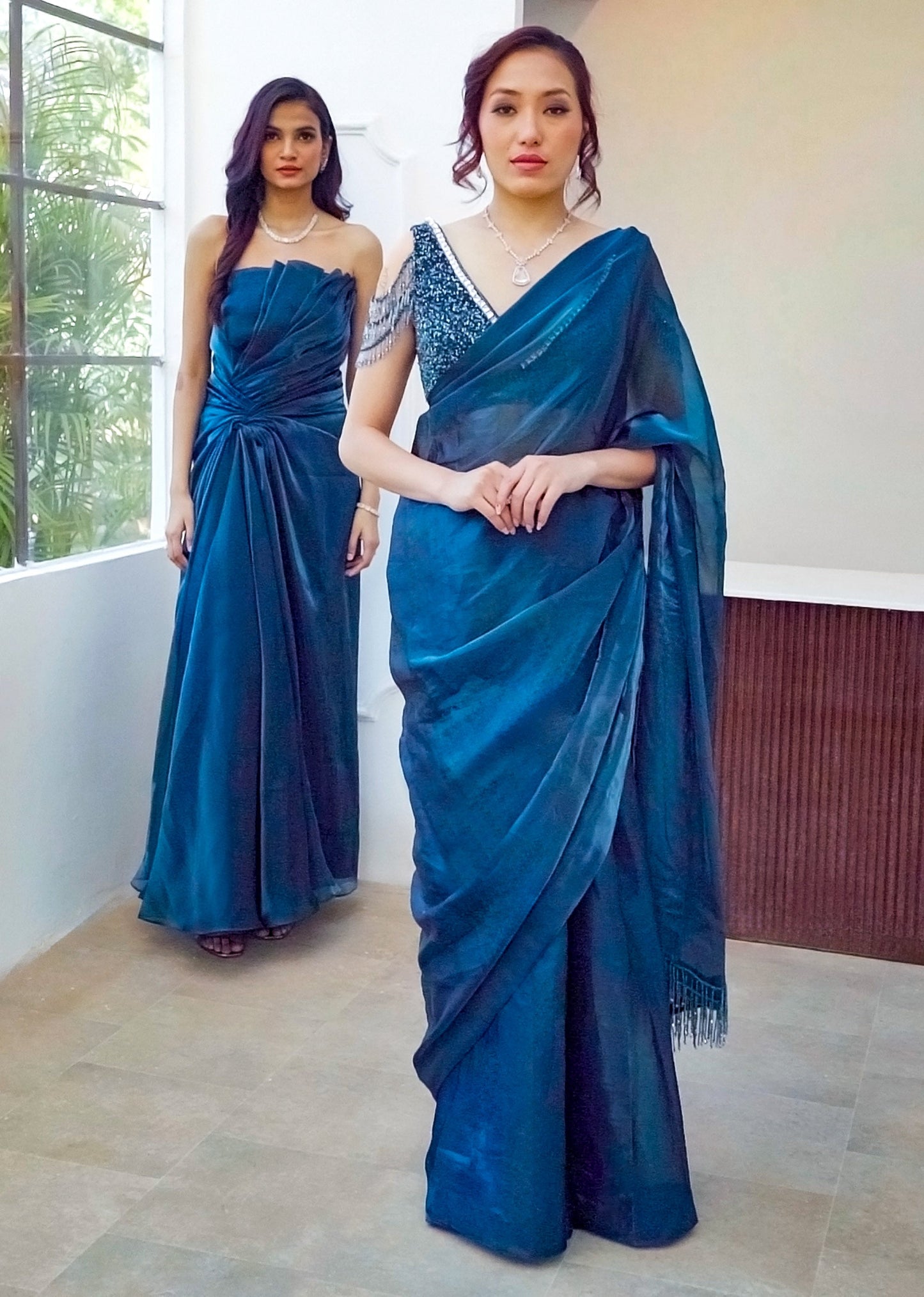 Teal Bluebell Designer Saree