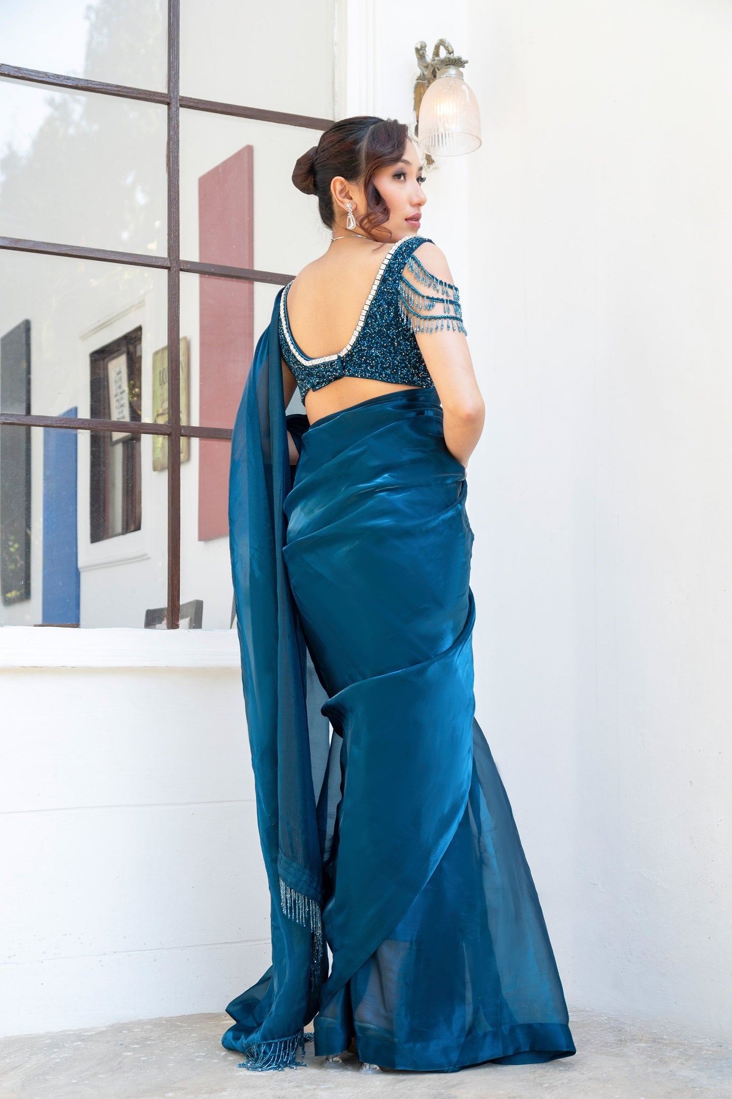 Teal Bluebell Designer Saree