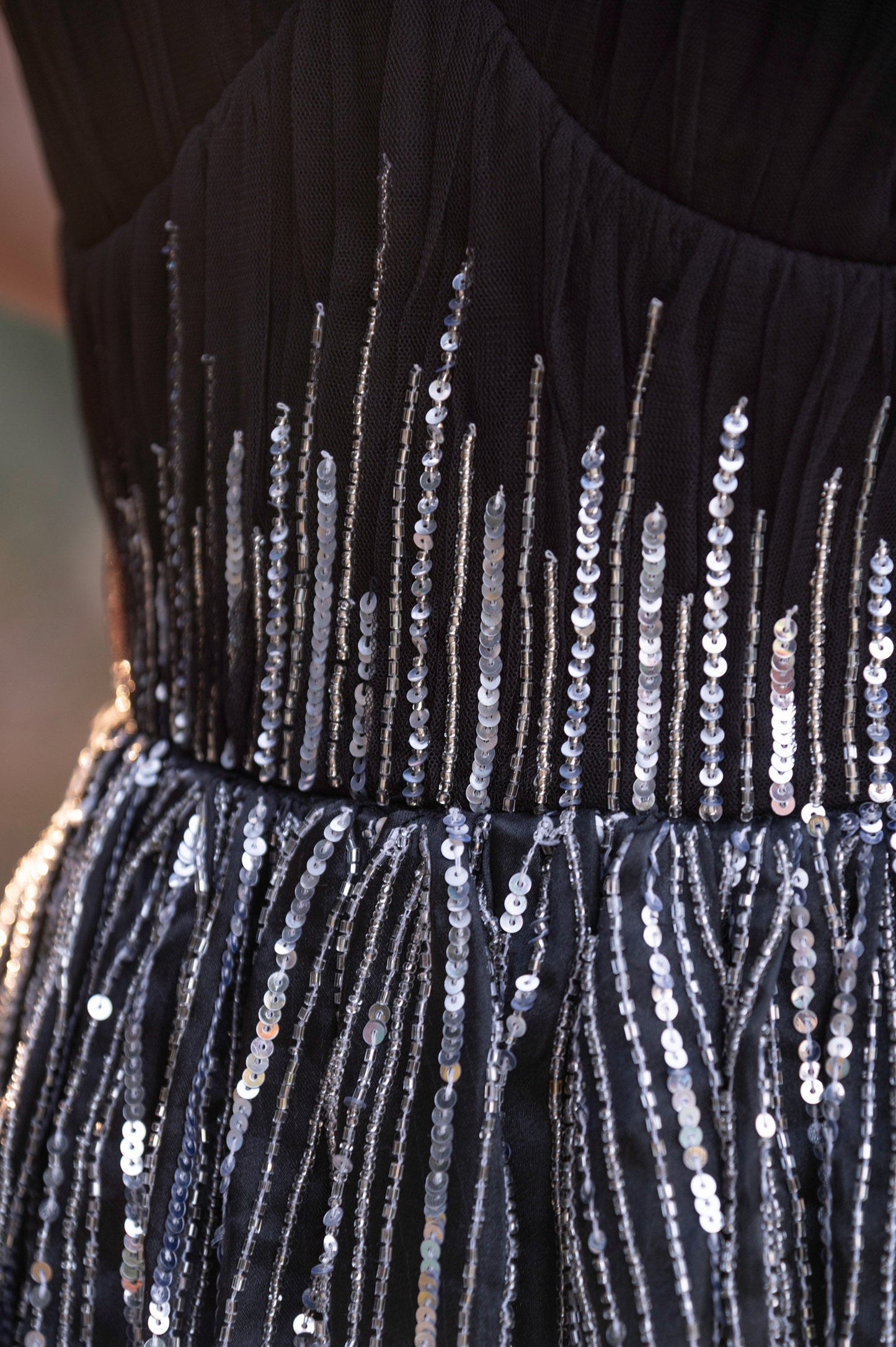 Nightshade Black Satin & Organza Sangeet Gown