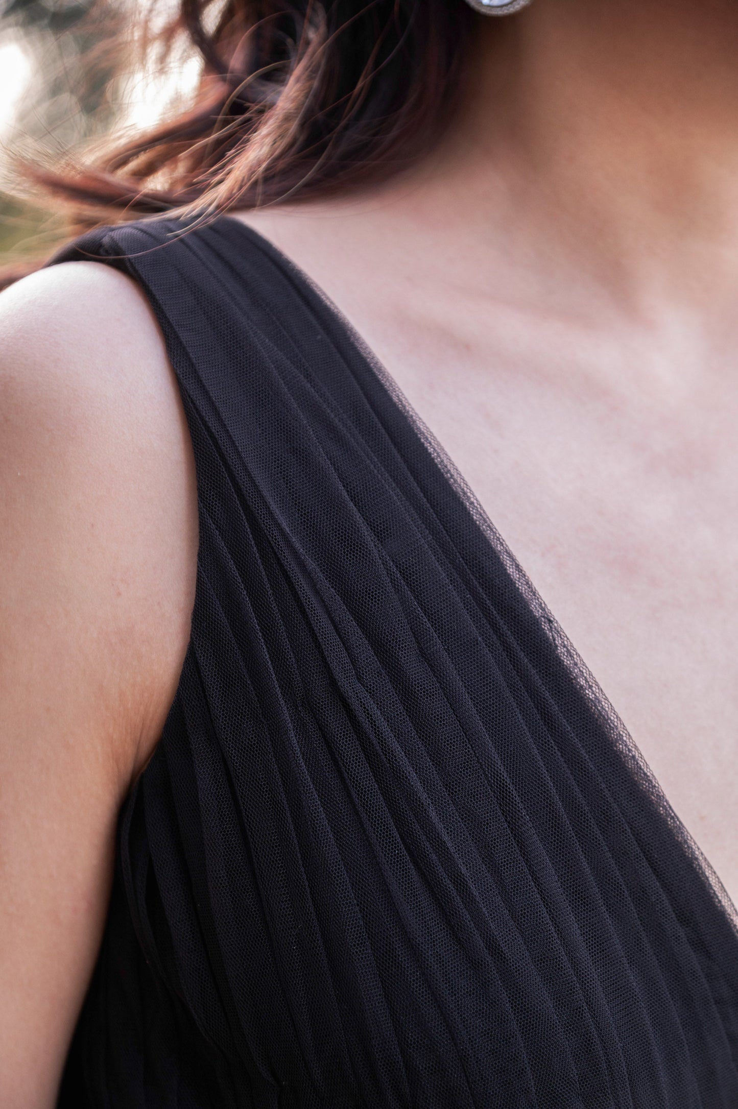 Nightshade Black Satin & Organza Sangeet Gown