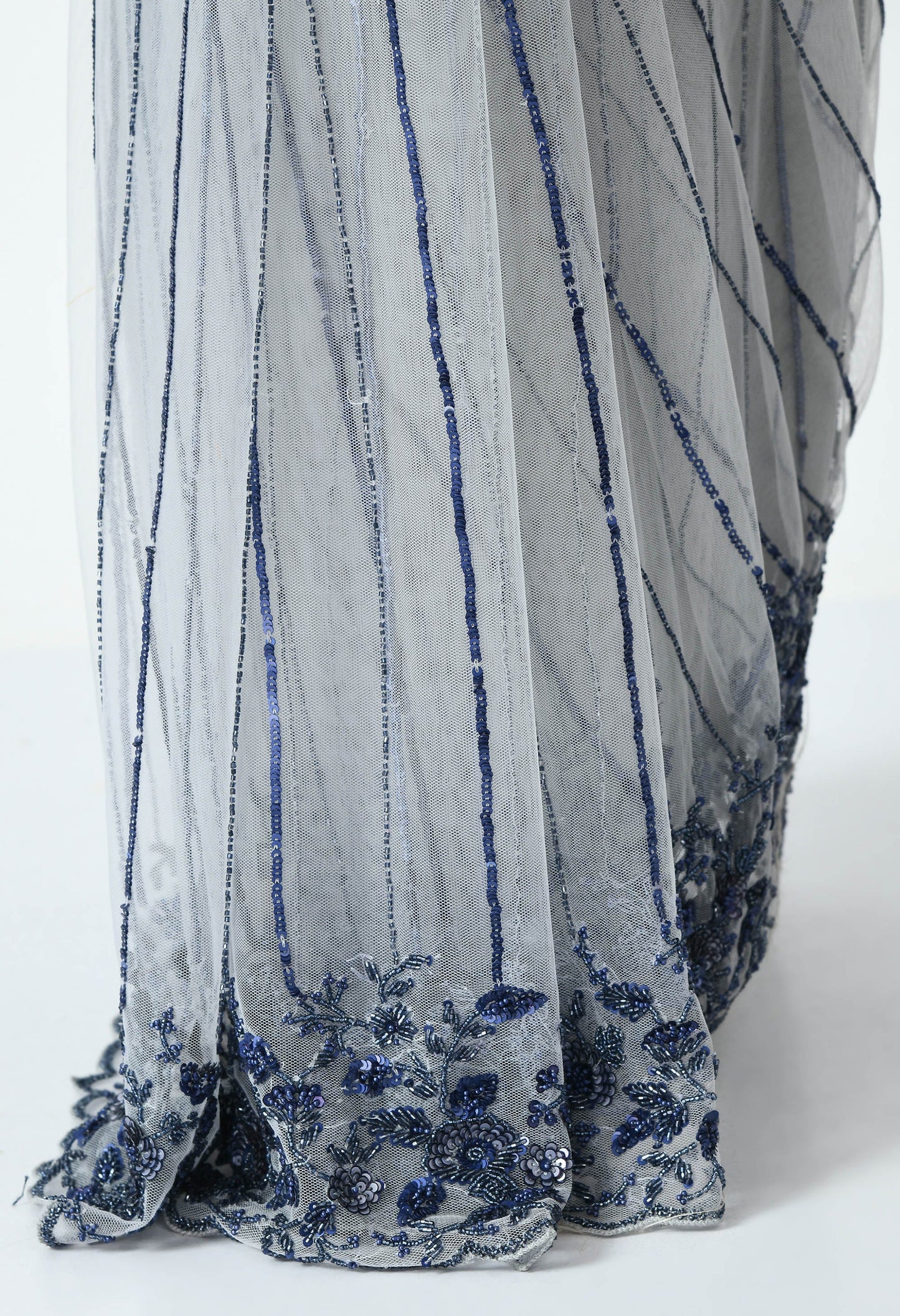 Pearl Hand embroidered Net Special Designer Saree for Wedding