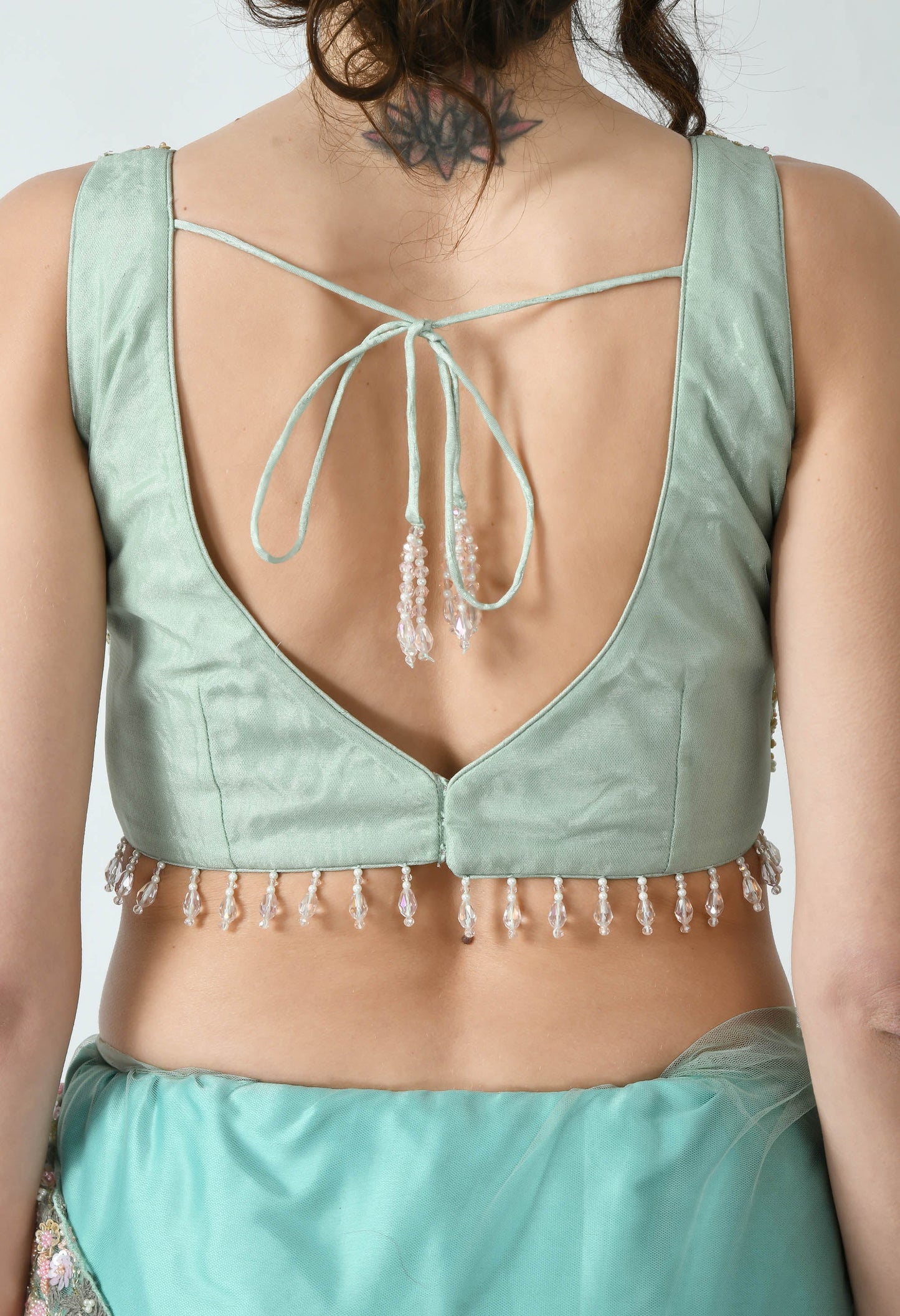 Mint Hand embroidered Net Special Designer Saree for Bridesmaid