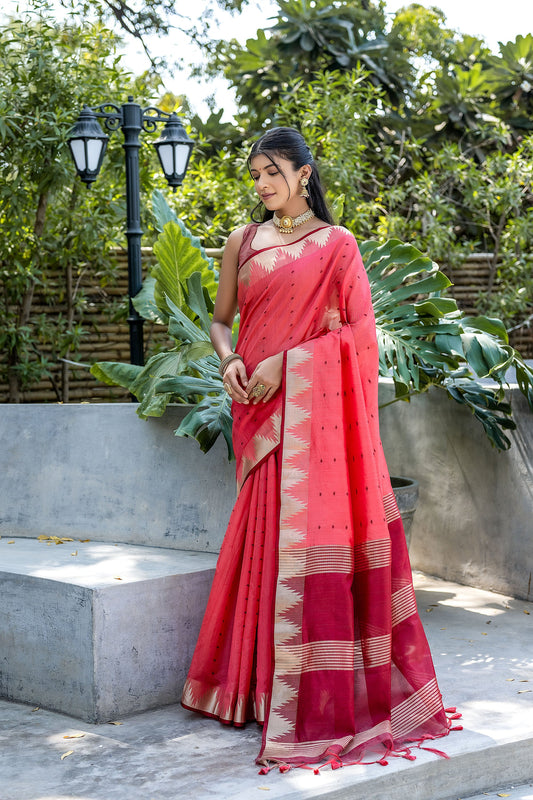 Elisha Pyramid Gajiri Raw silk Zari woven Saree