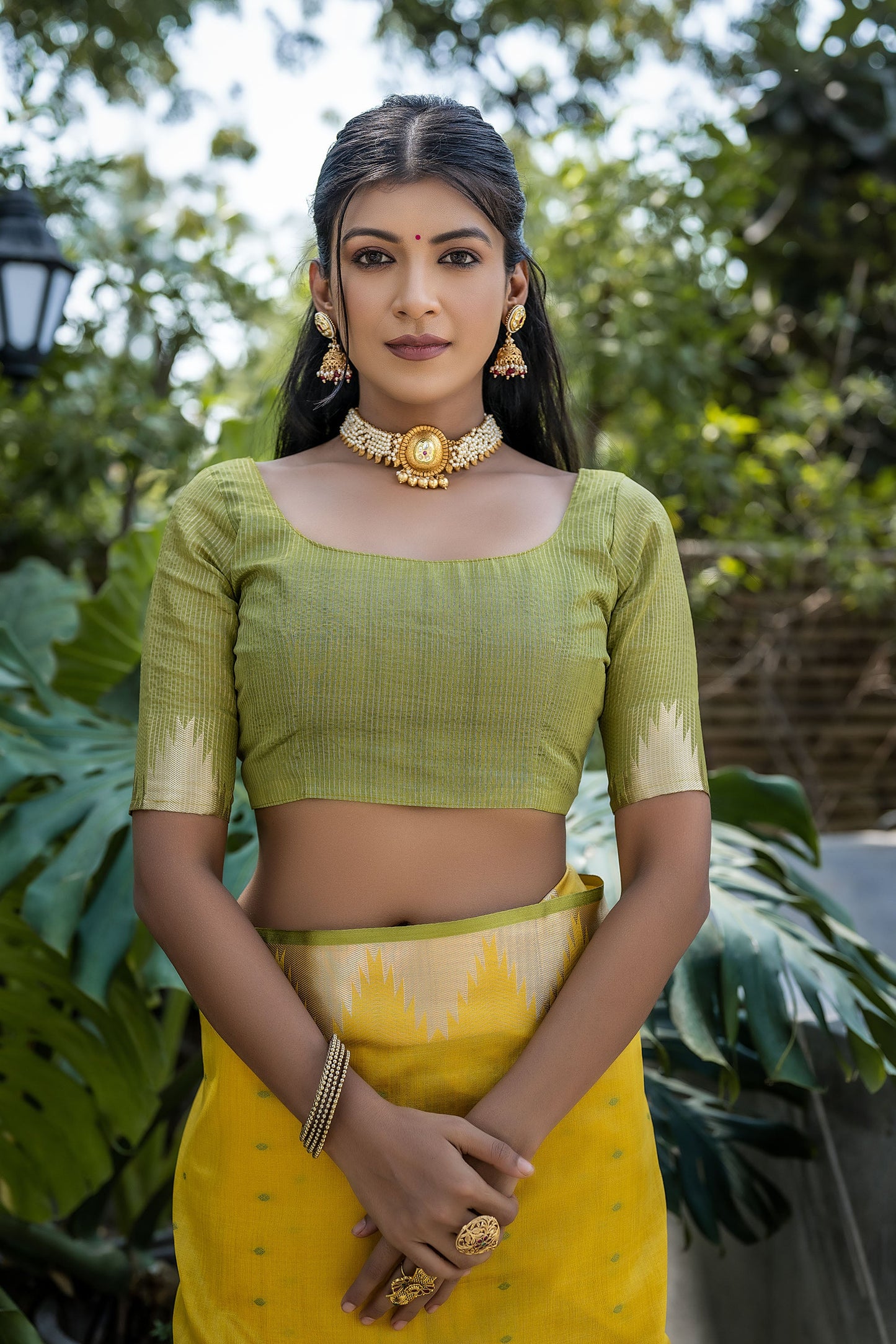 Elisha Pyramid Yellow Raw silk Zari woven Saree