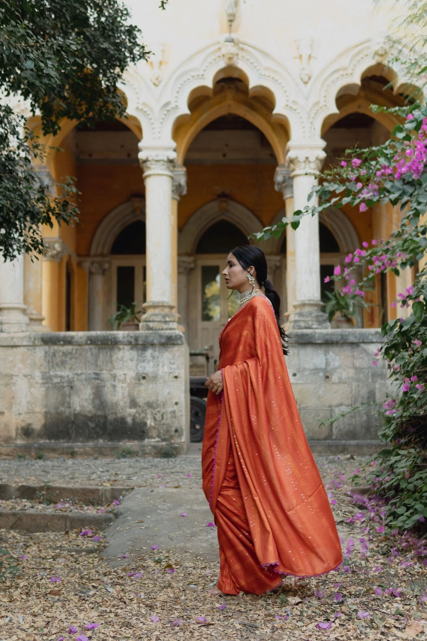 Lily Cotton Rang Orange Saree