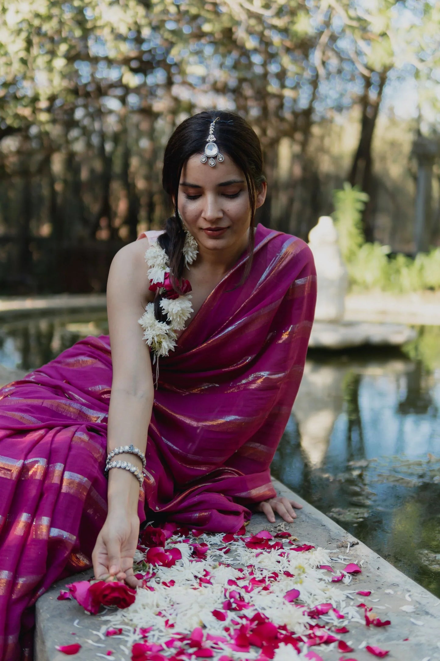 Charmy Plum Cotton Mulmul Saree