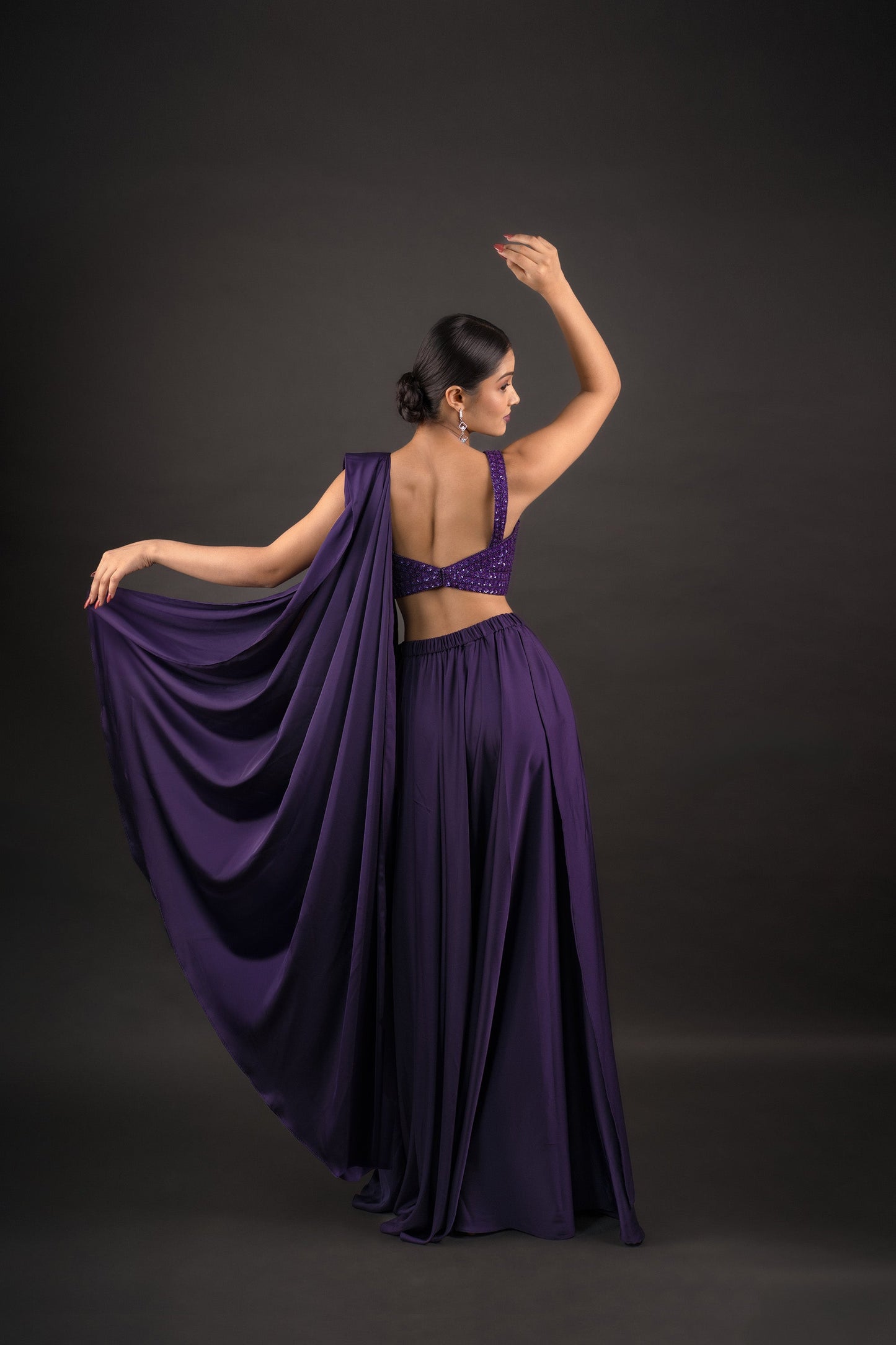 Ink Blue Crop-Top & Pleated Skirt