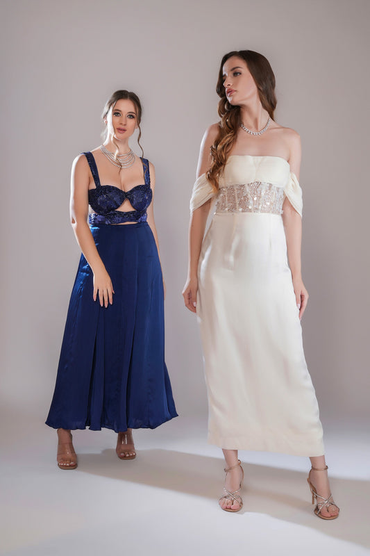 Elysian Fog White Tulle Party Wear Dress