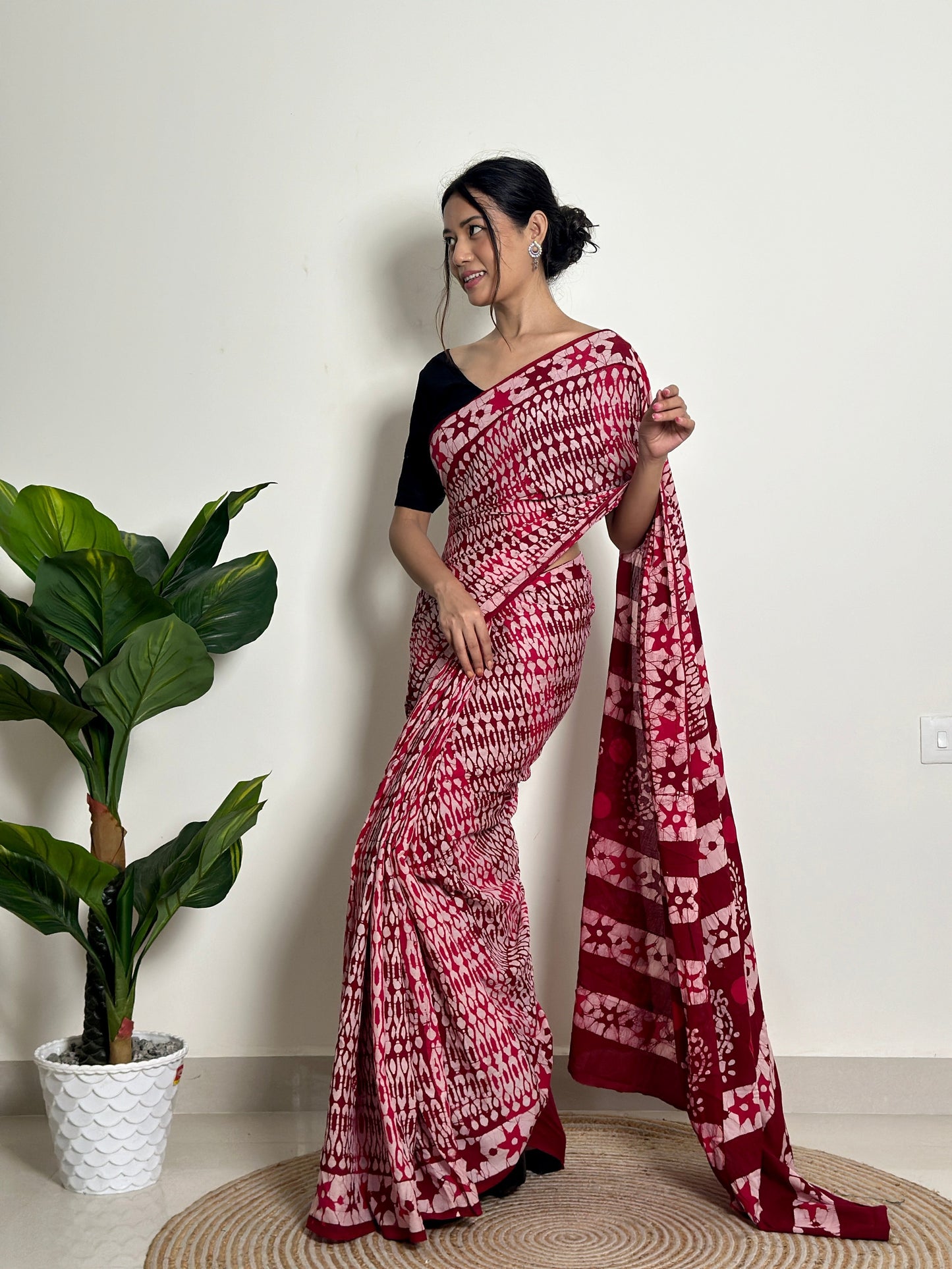 Starlight - Handblock Print Natural Dyed - Mulmul Cotton Saree