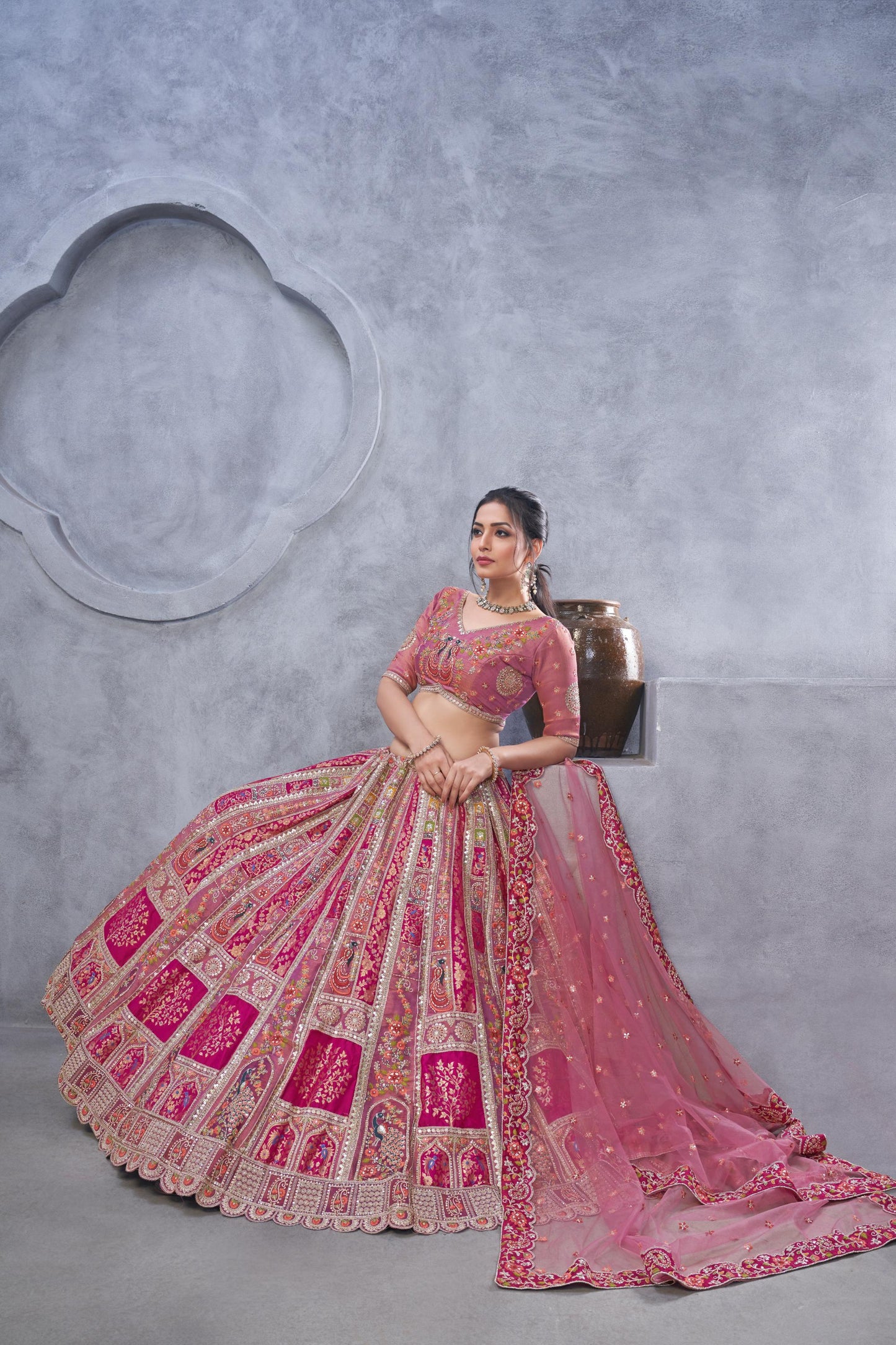 Purple Banarasi Silk Zari Embroidery Bridal Lehenga