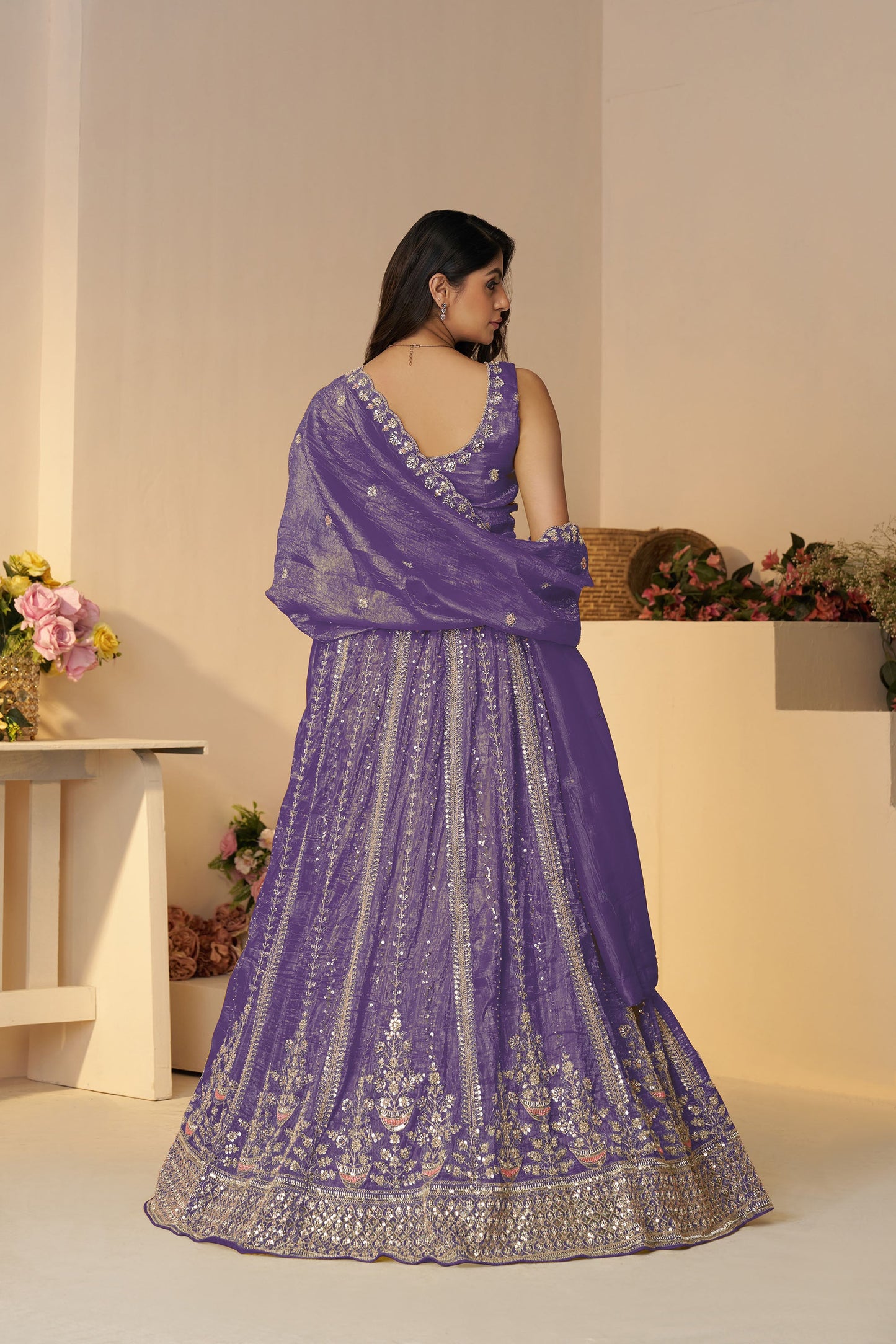 Purple Zari Work Jimmy Choo Bridal Lehenga for Sangeet